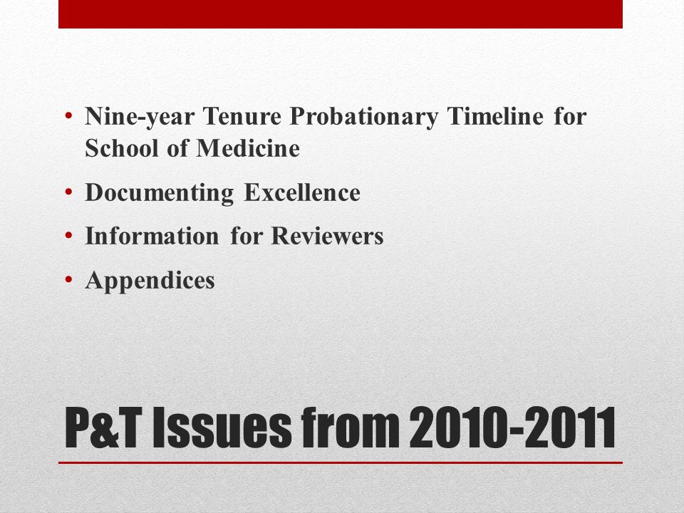 Nine-year Tenure Probationary Timeline for School of Medicine