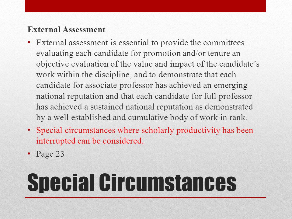 Special Circumstances