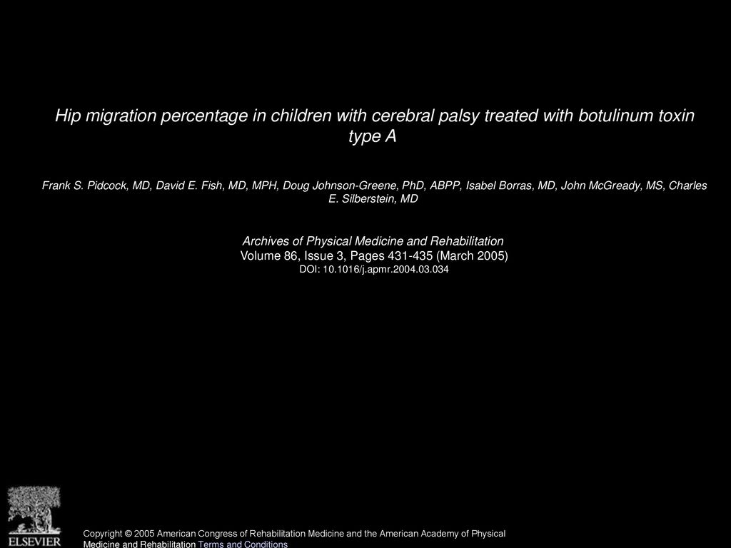 Hip migration percentage in children with cerebral palsy treated with botulinum toxin type A