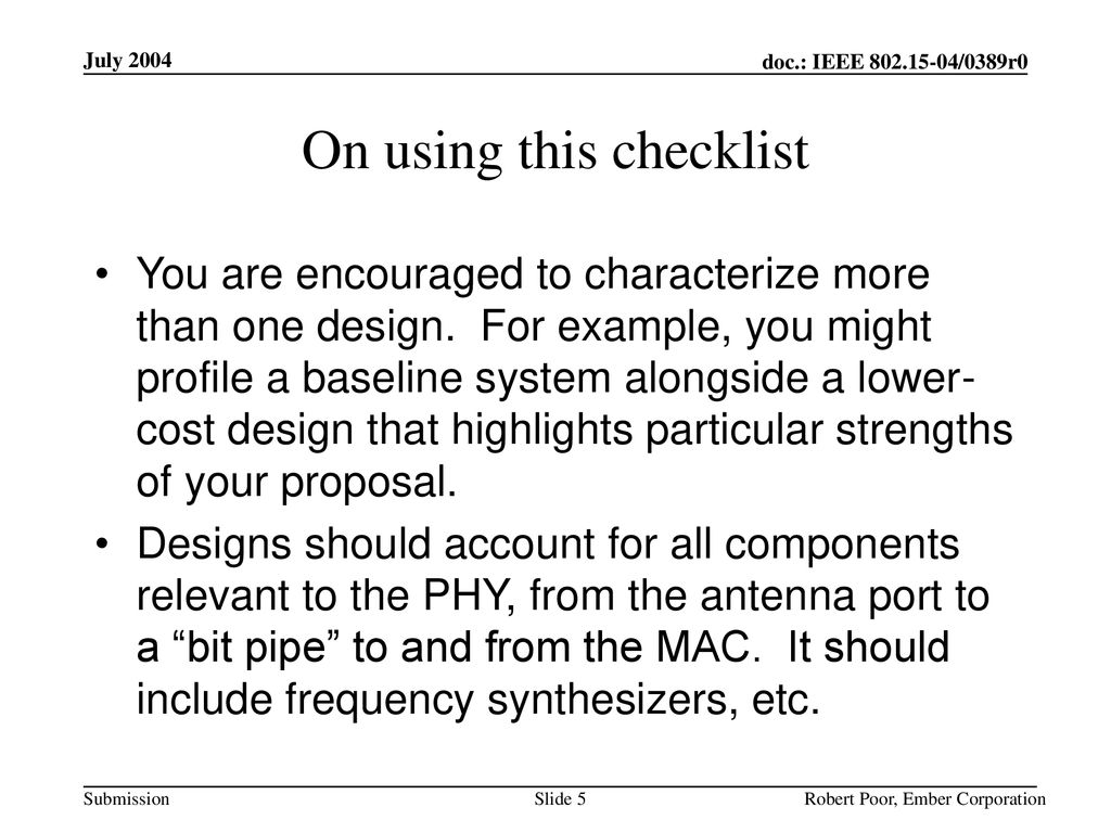 On using this checklist
