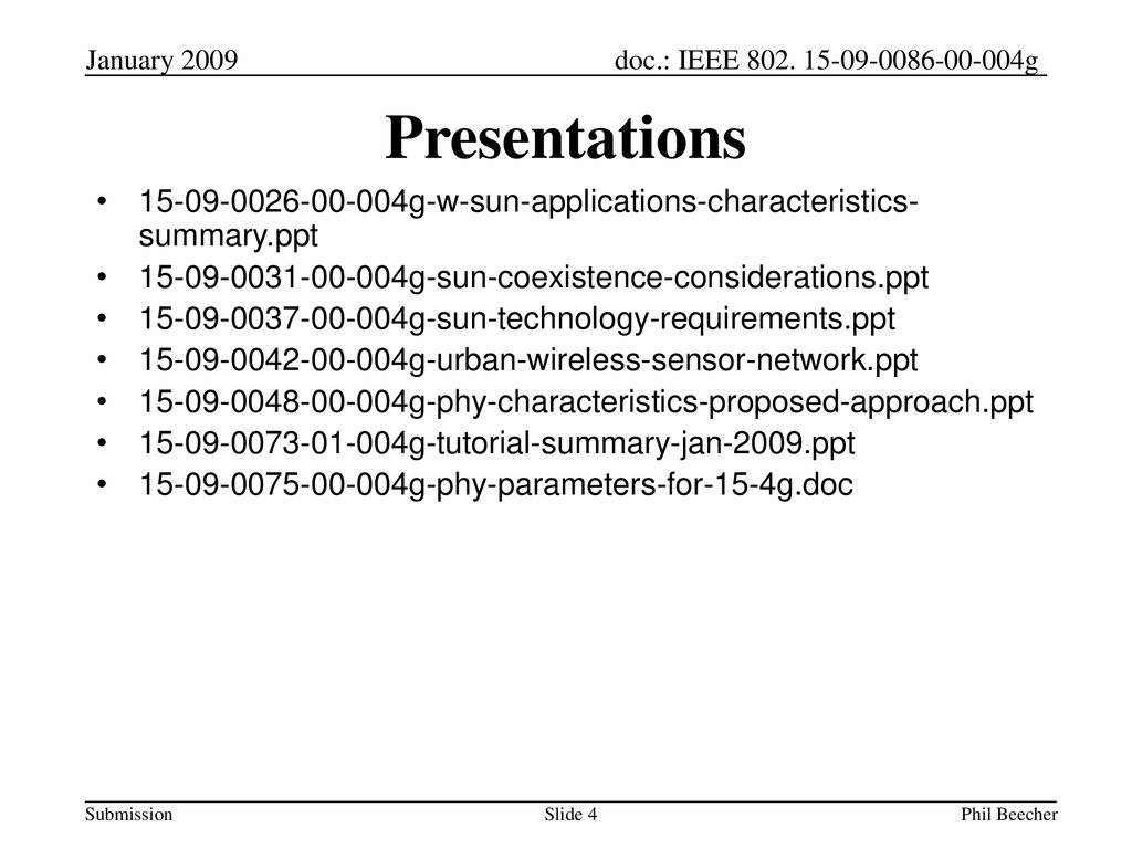 January 2009 Presentations g-w-sun-applications-characteristics-summary.ppt.