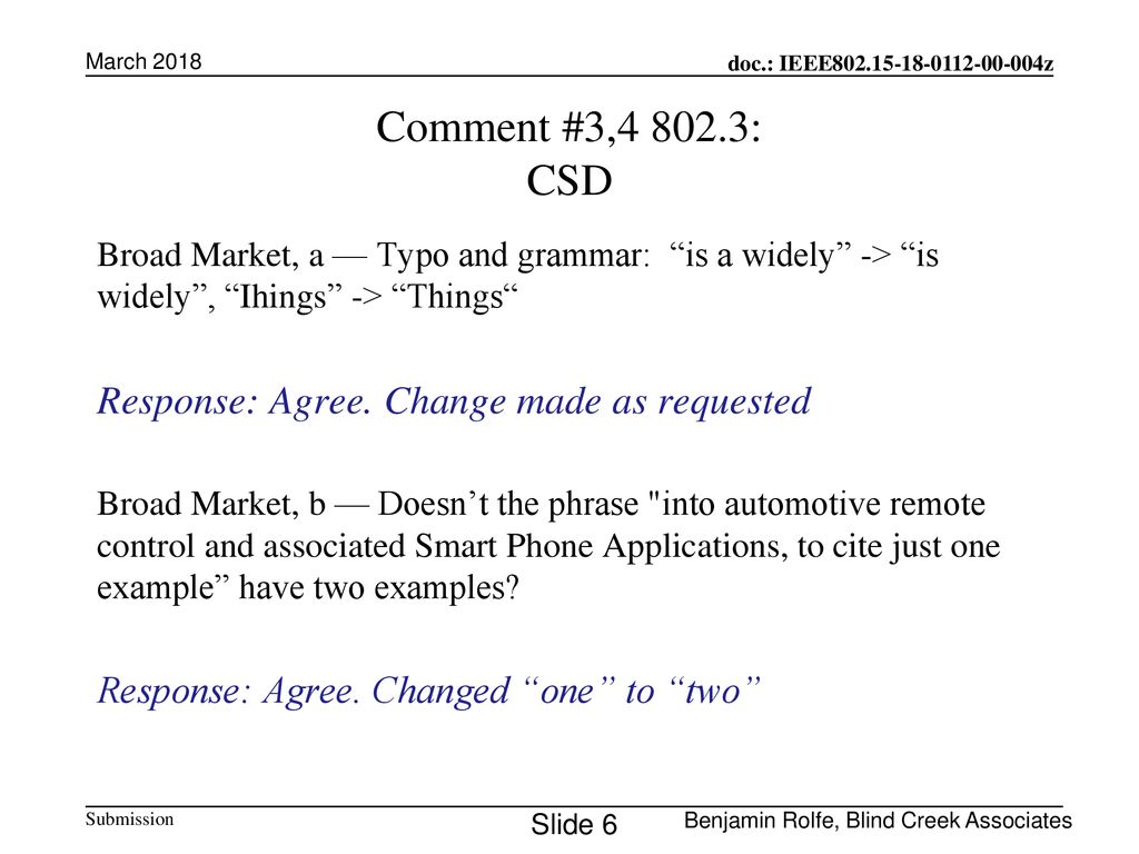 Comment #3, : CSD Response: Agree. Change made as requested