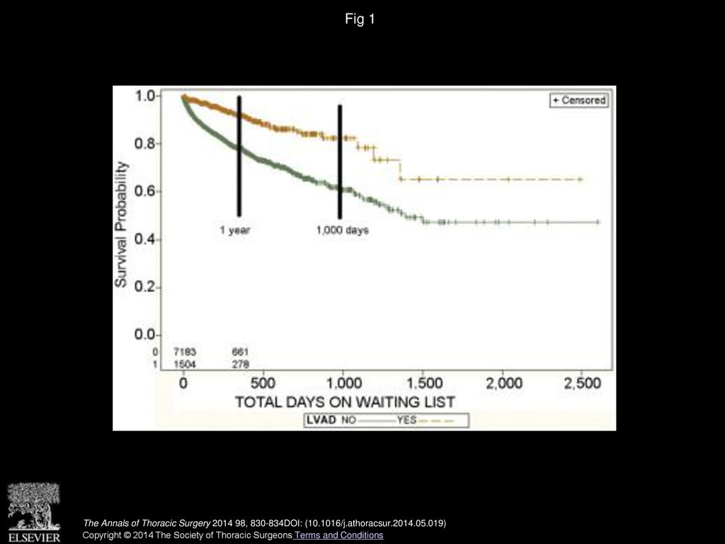 Fig 1 Survival between HeartMate II (HM II) and non–left ventricular assist device (LVAD) groups in unmatched cohort.