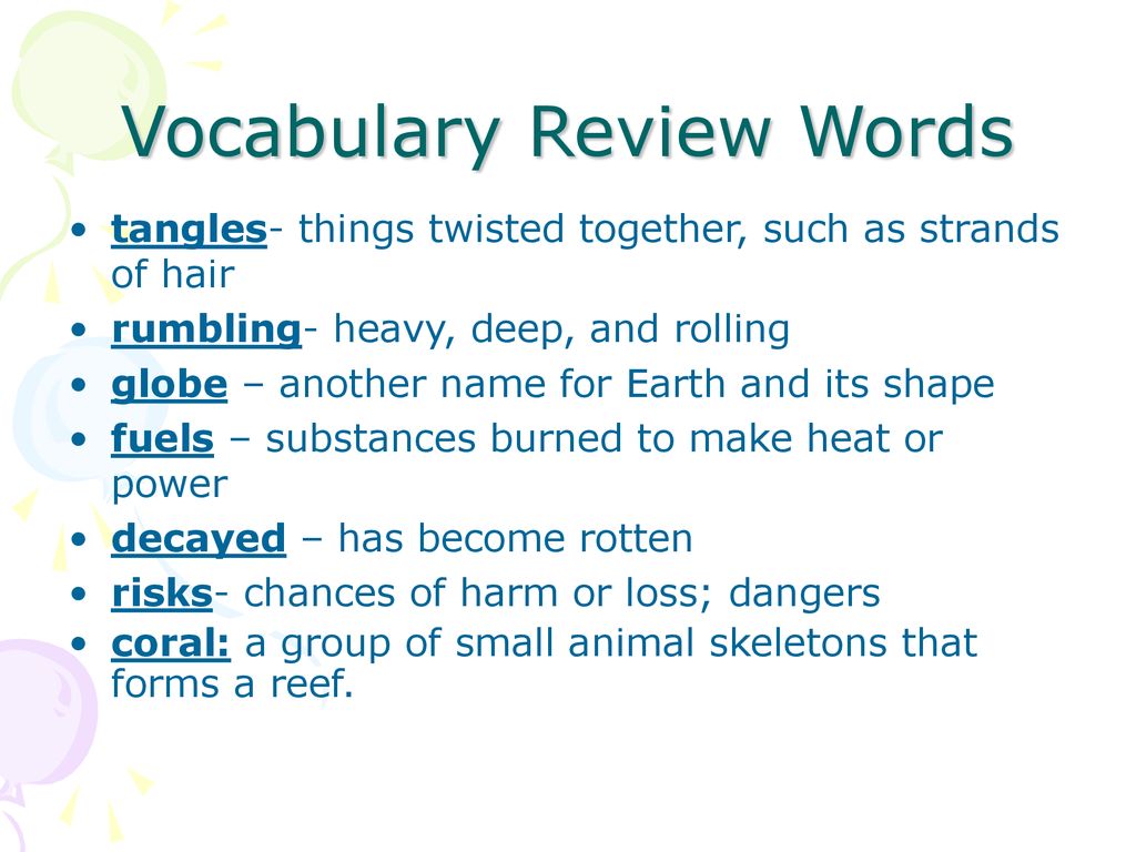 Vocabulary Review Words