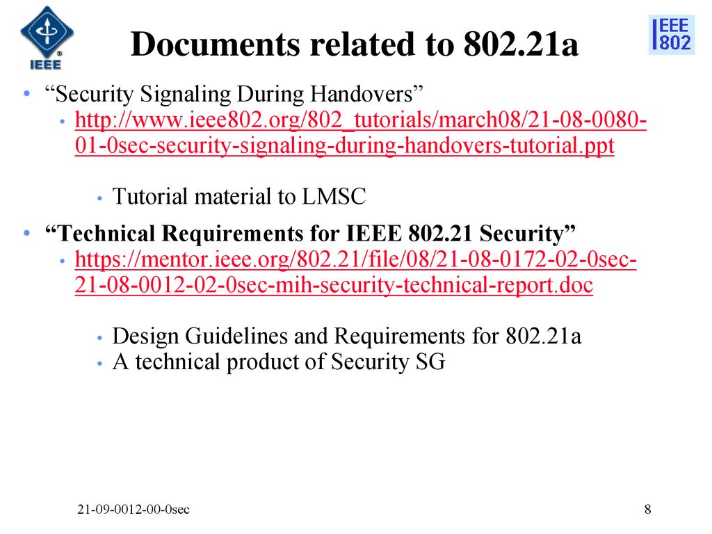 Documents related to a Security Signaling During Handovers