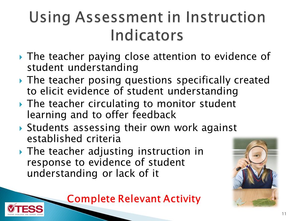 Using Assessment in Instruction Indicators