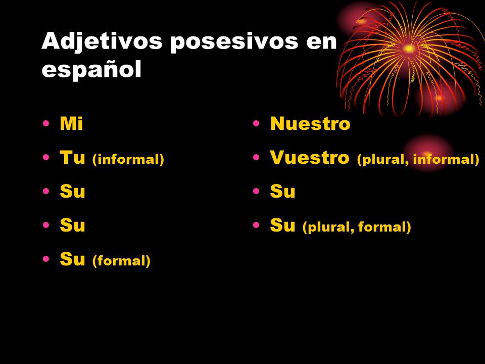 Adjetivos posesivos en español