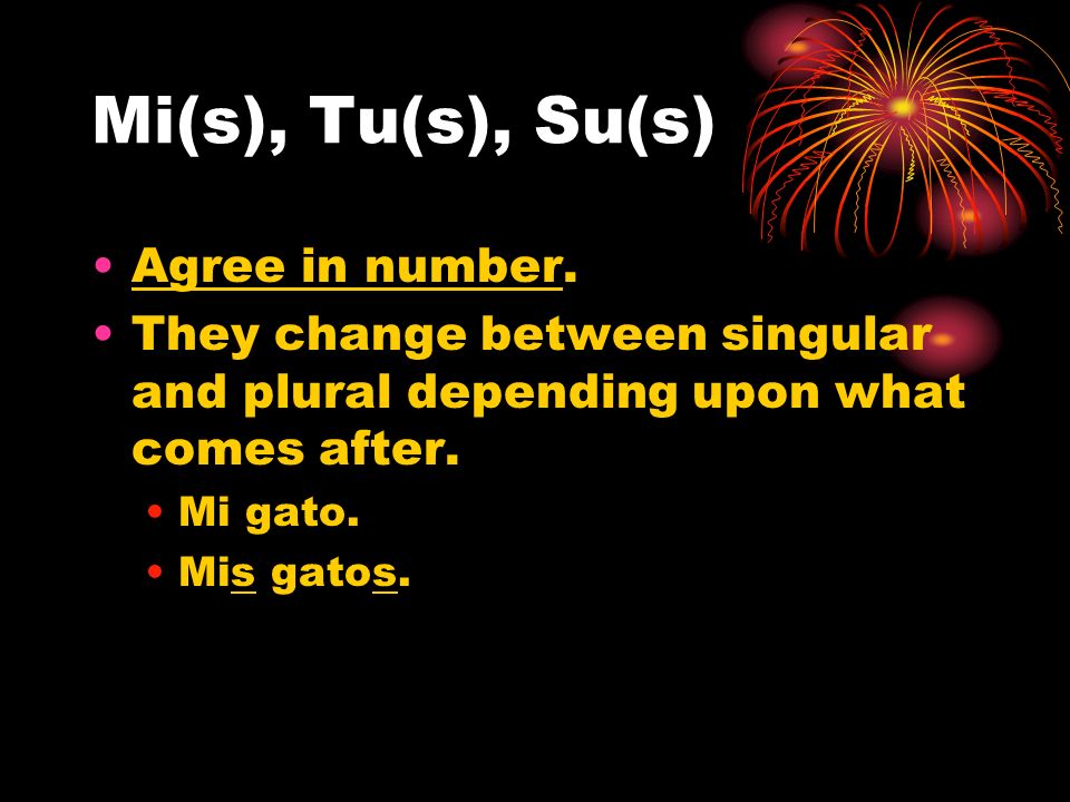 Mi(s), Tu(s), Su(s) Agree in number.