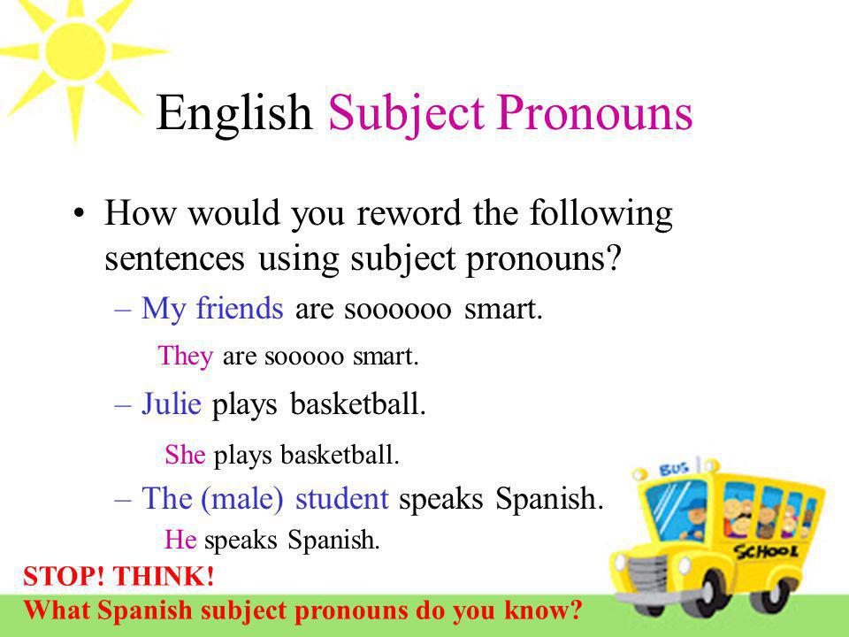 English Subject Pronouns