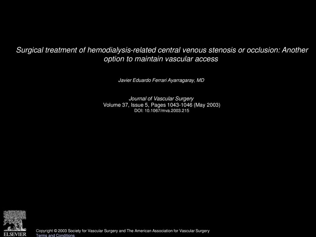 Surgical treatment of hemodialysis-related central venous stenosis or occlusion: Another option to maintain vascular access
