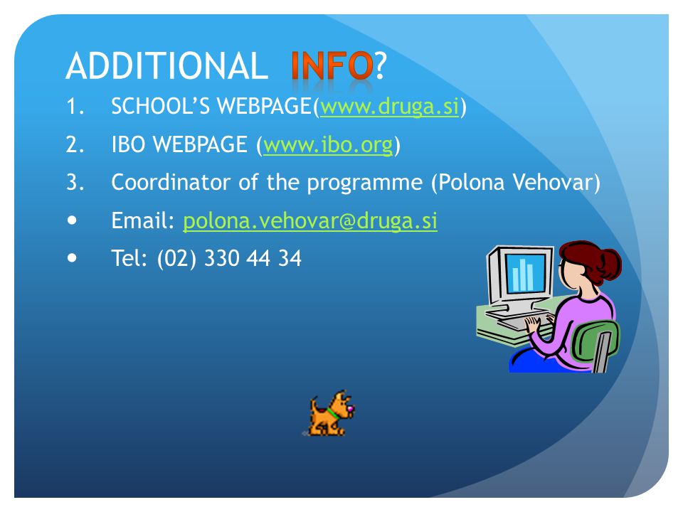 ADDITIONAL INFO SCHOOL’S WEBPAGE(