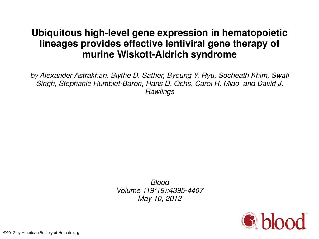 Ubiquitous high-level gene expression in hematopoietic lineages provides effective lentiviral gene therapy of murine Wiskott-Aldrich syndrome