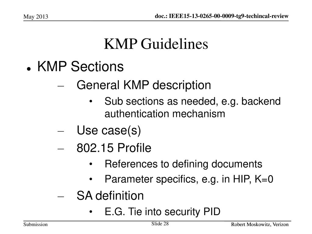 KMP Guidelines KMP Sections General KMP description Use case(s)