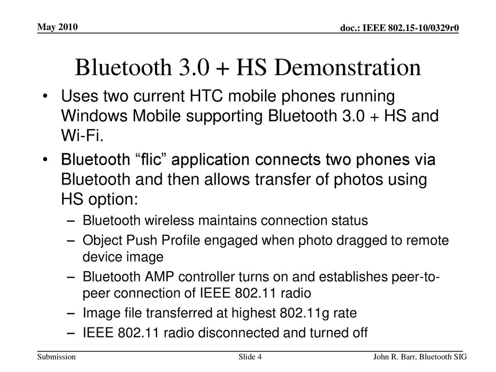 Bluetooth HS Demonstration