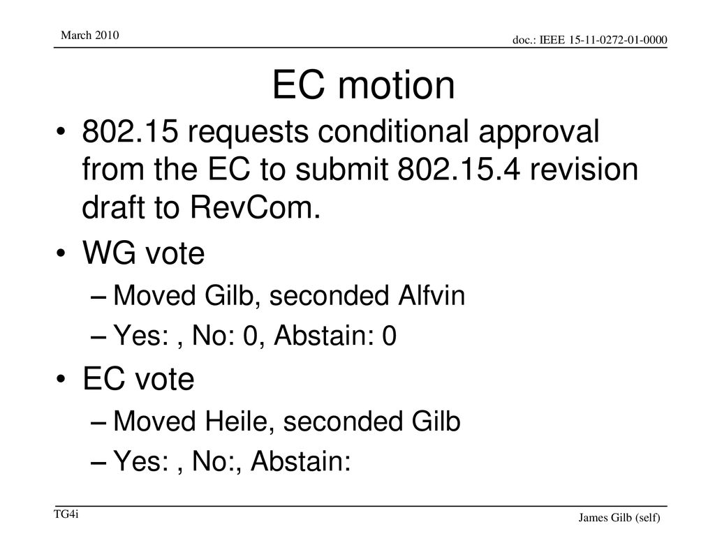 EC motion requests conditional approval from the EC to submit revision draft to RevCom.