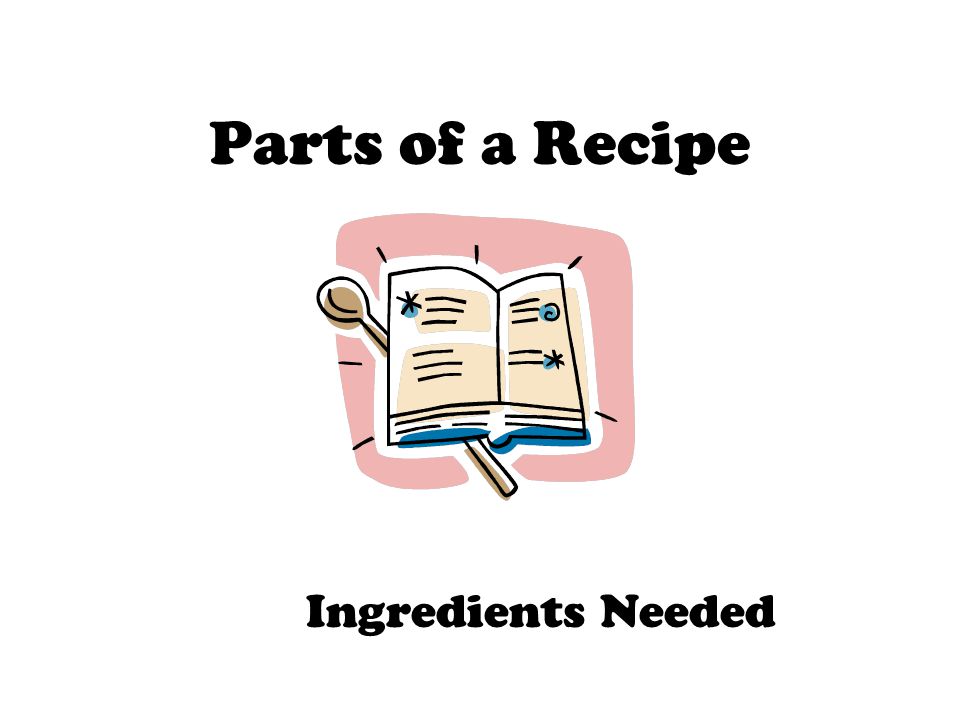 Parts of a Recipe Ingredients Needed