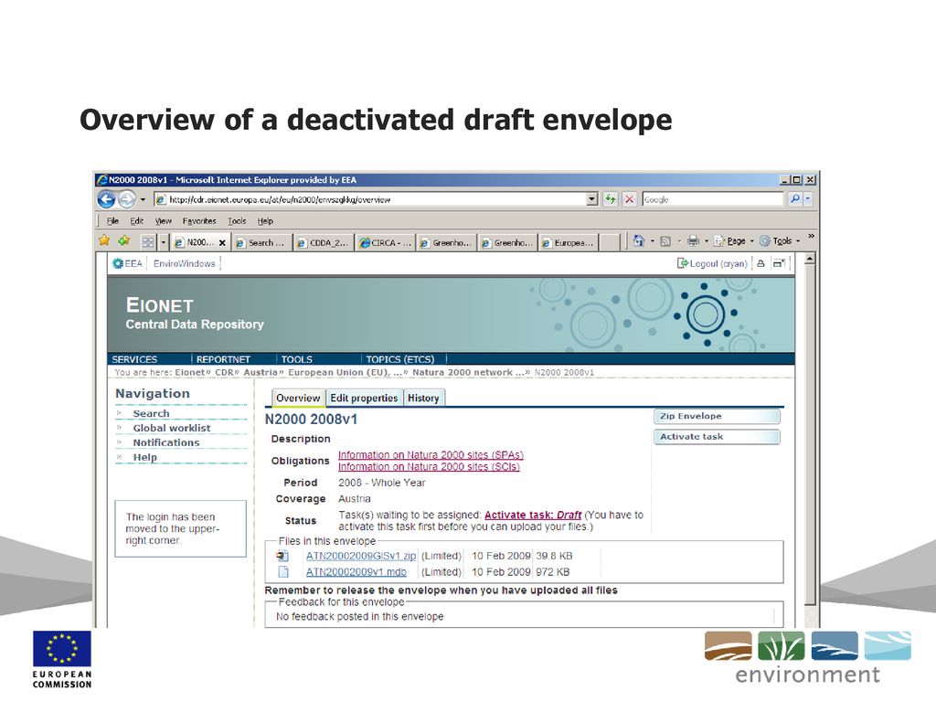 Overview of a deactivated draft envelope