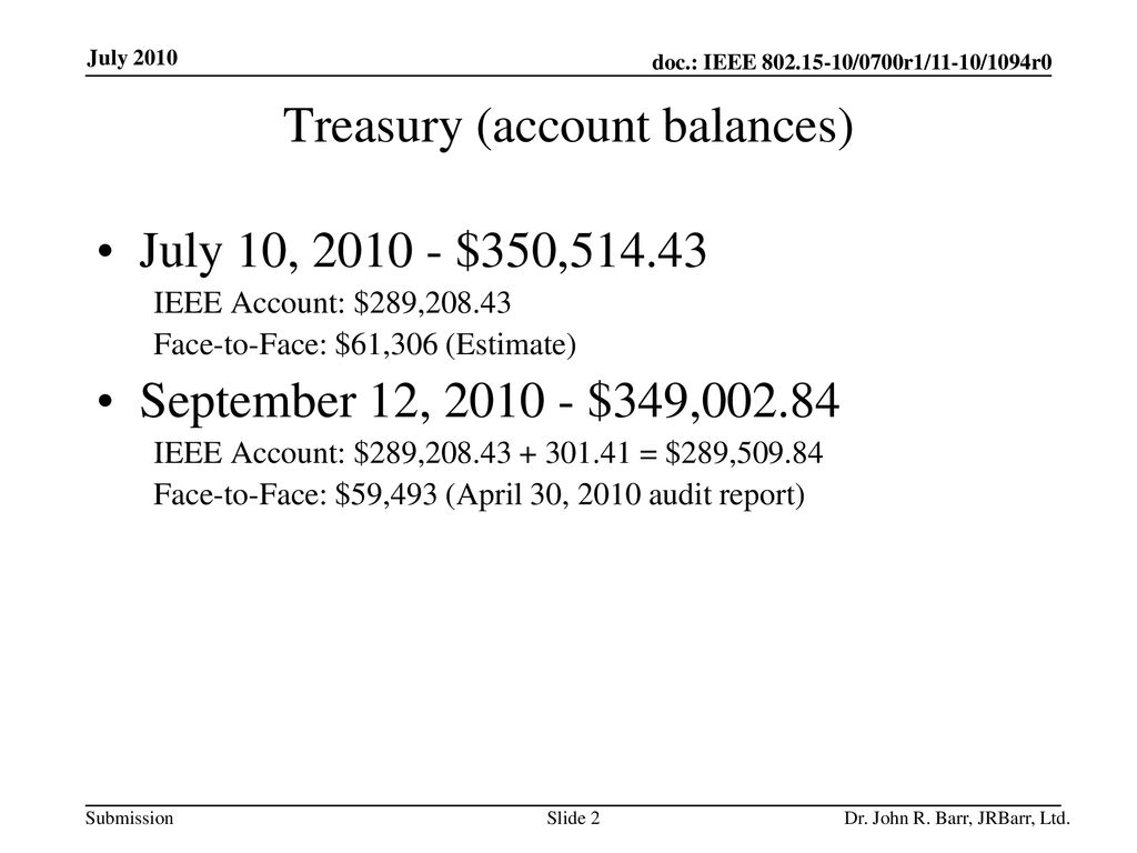 Treasury (account balances)