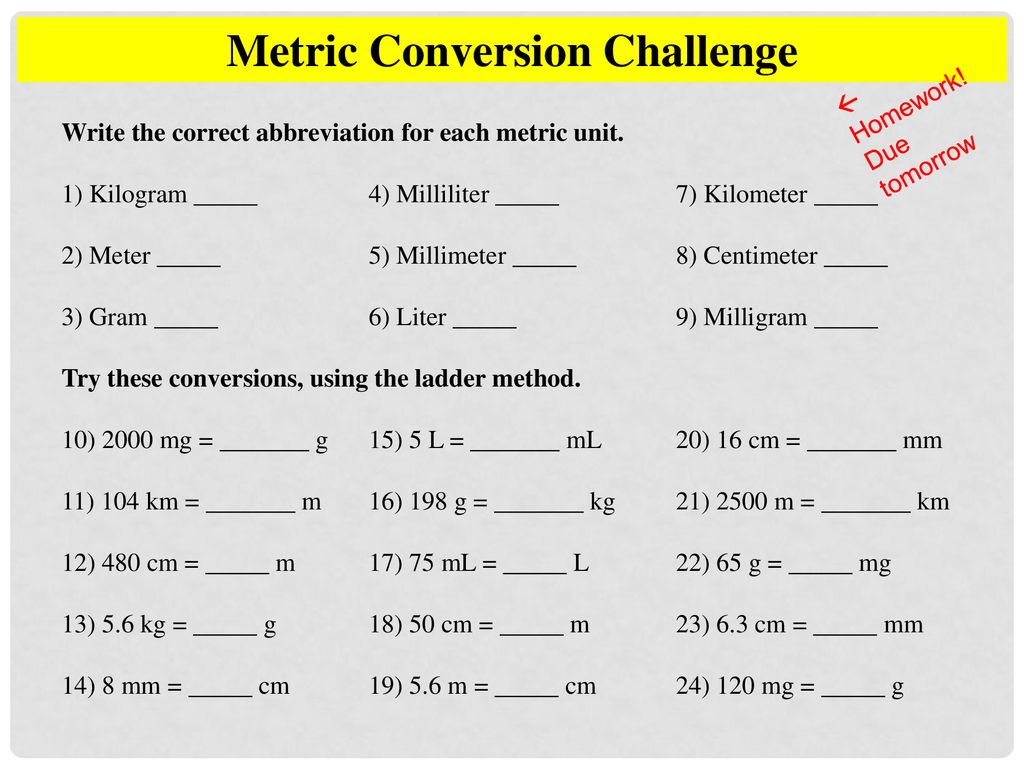 August 22 Thank you for not chewing gum Agenda: Metric Mania - ppt Inside Metric Mania Worksheet Answers