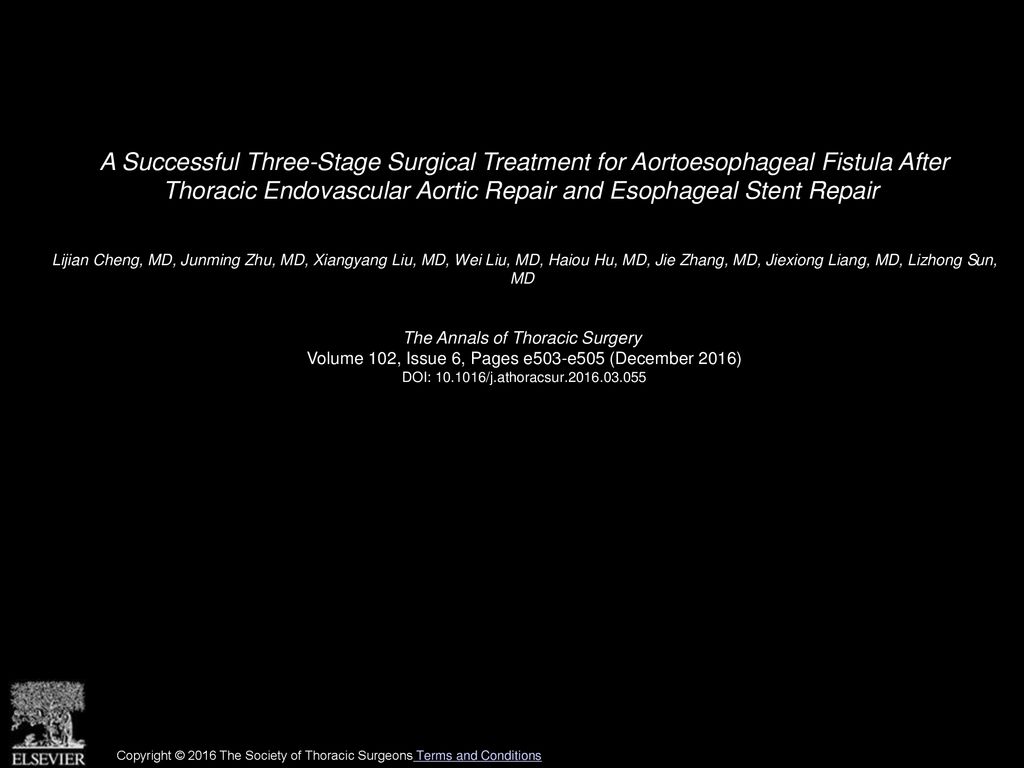 A Successful Three-Stage Surgical Treatment for Aortoesophageal Fistula After Thoracic Endovascular Aortic Repair and Esophageal Stent Repair