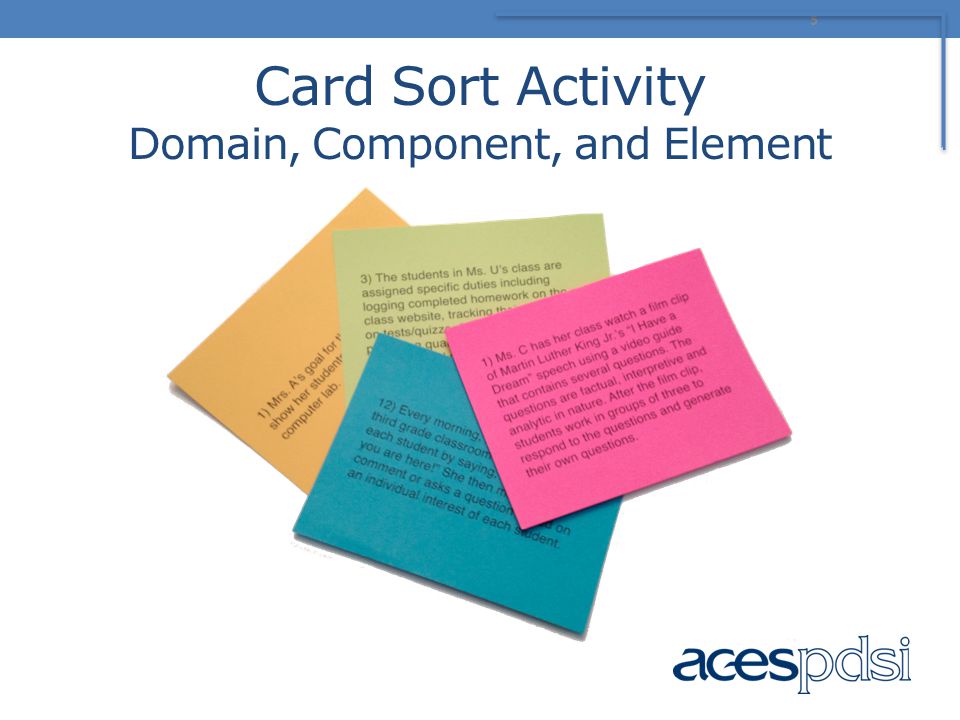 Card Sort Activity Domain, Component, and Element