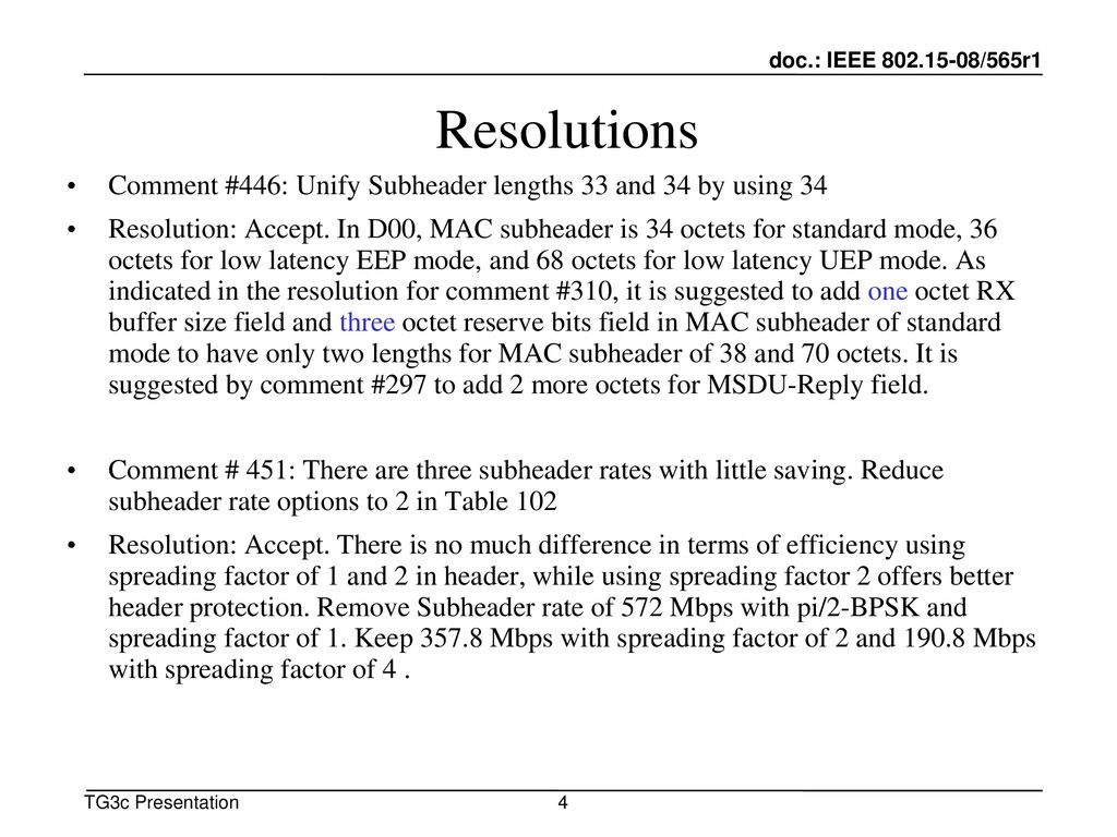 Resolutions Comment #446: Unify Subheader lengths 33 and 34 by using 34.