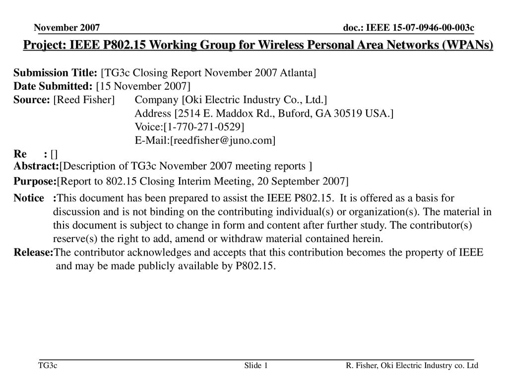 平成30年12月 doc.: IEEE /424r1. November Project: IEEE P Working Group for Wireless Personal Area Networks (WPANs)