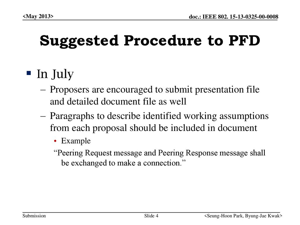 Suggested Procedure to PFD