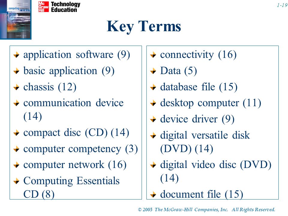 Key Terms application software (9) basic application (9) chassis (12)