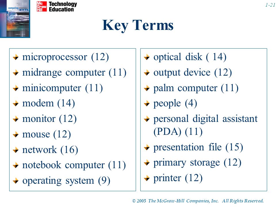 Key Terms microprocessor (12) midrange computer (11) minicomputer (11)