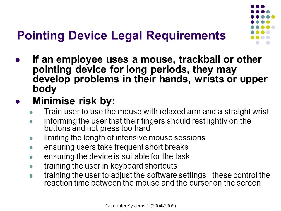 Pointing Device Legal Requirements