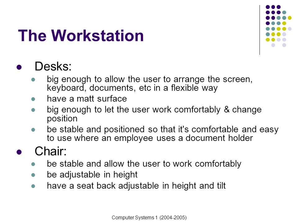 The Workstation Desks: Chair: