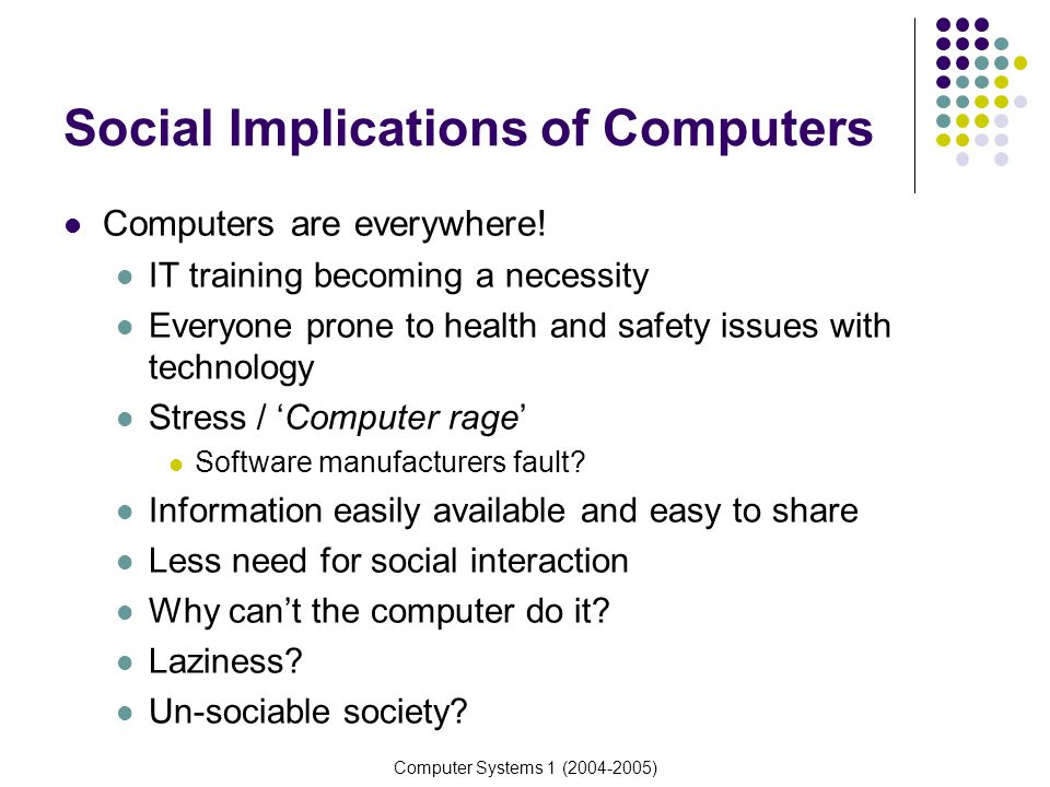 Social Implications of Computers