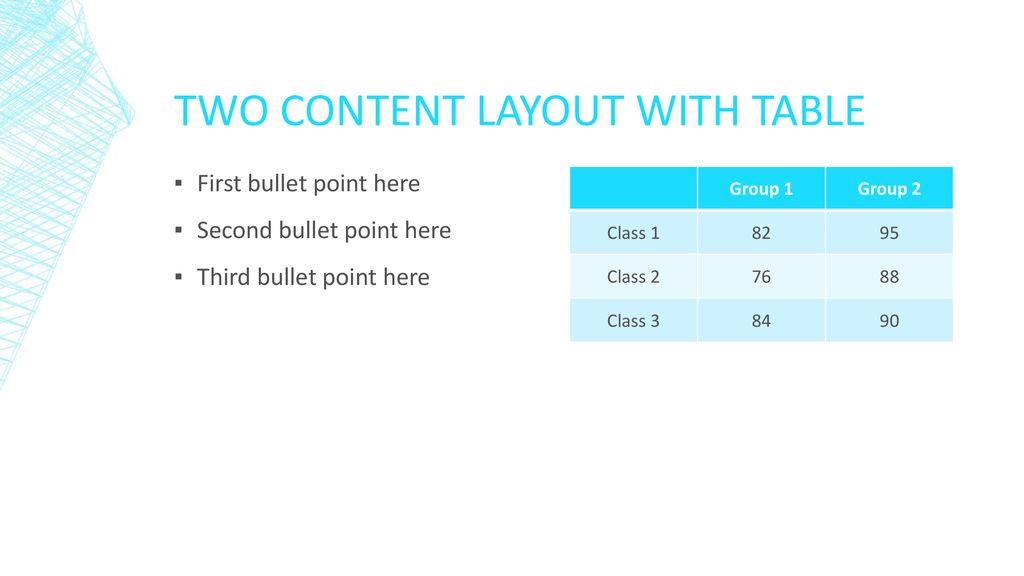 Two content layout with table