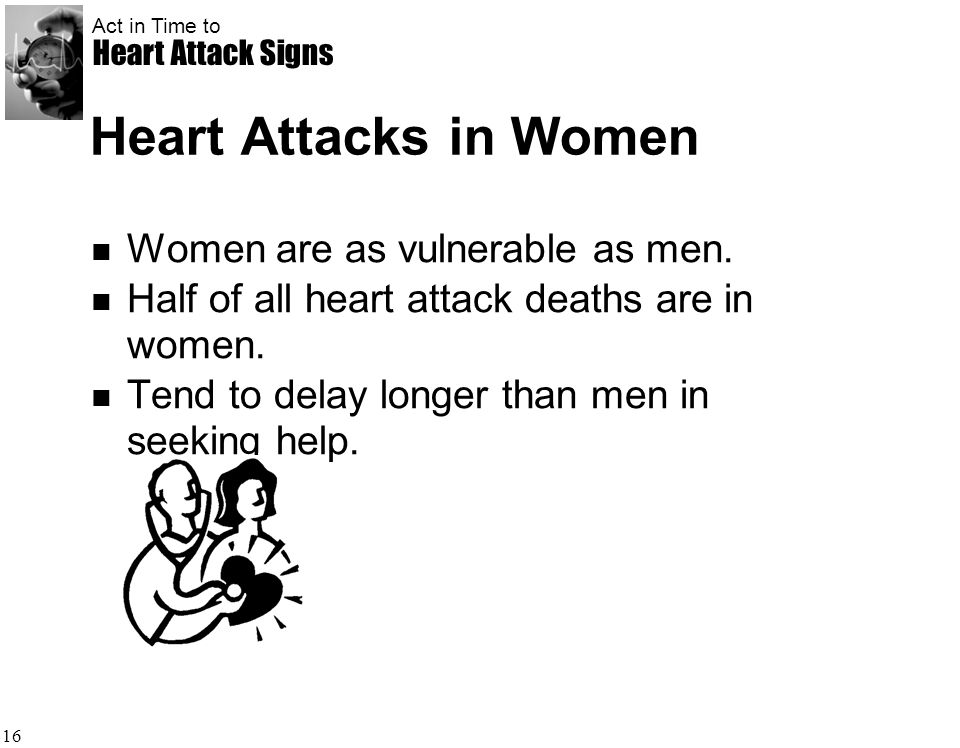 Heart Attacks in Women Women are as vulnerable as men.