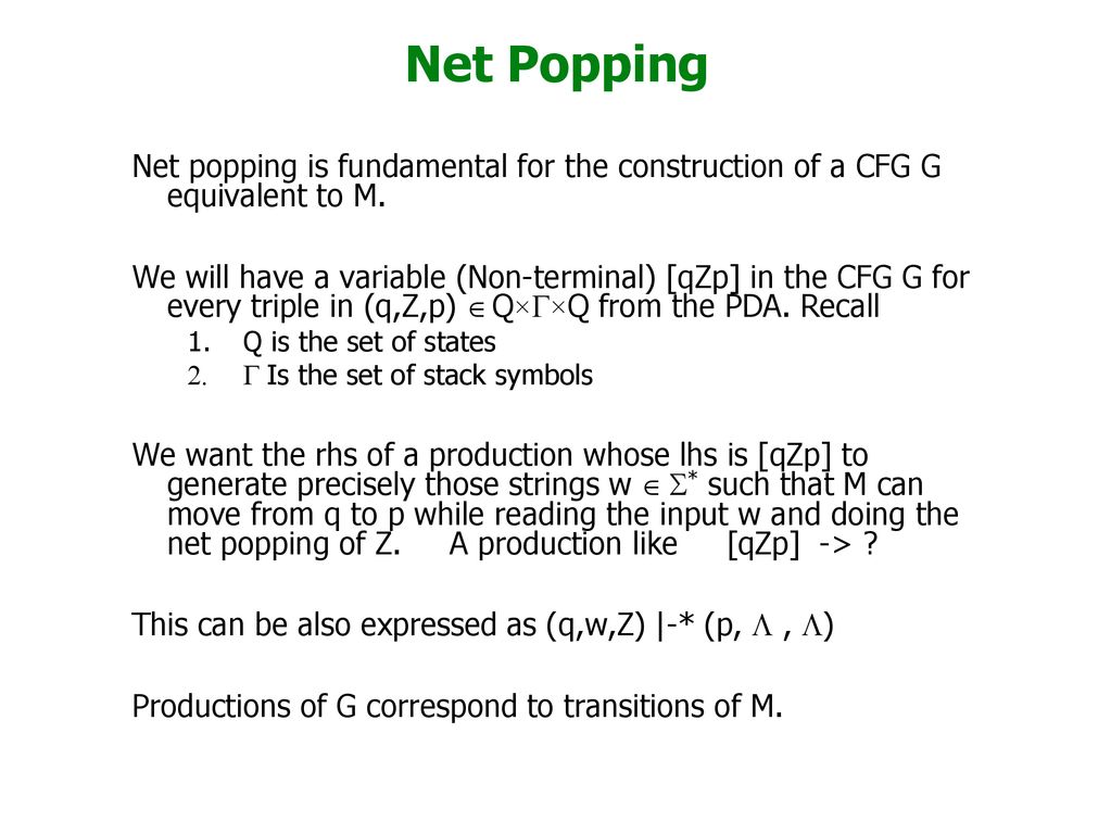 Last Lecture We Began To Show Cfl Pda Ppt Download