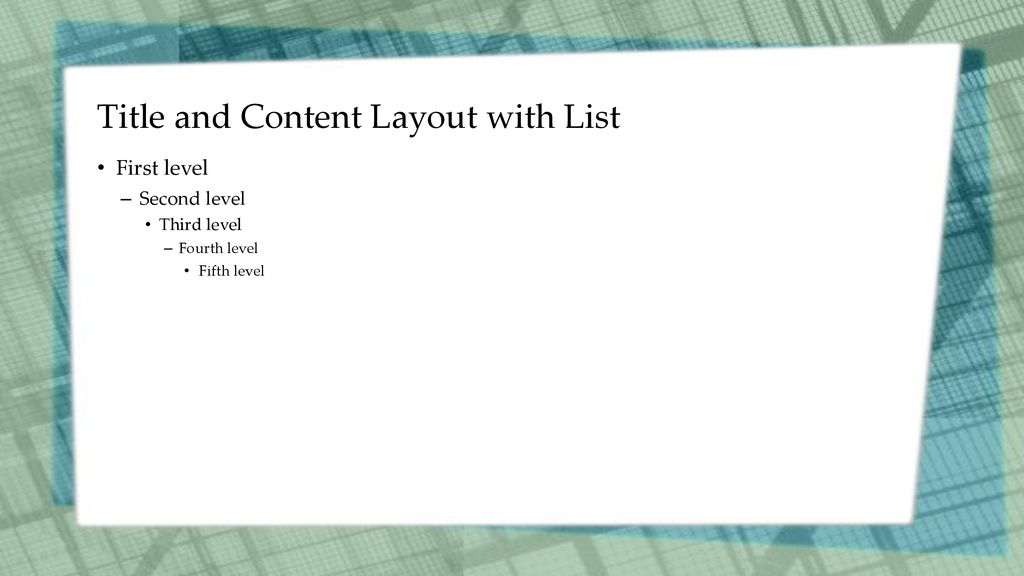 Title and Content Layout with List