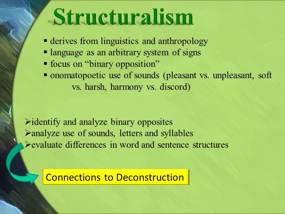 Structuralism Connections to Deconstruction