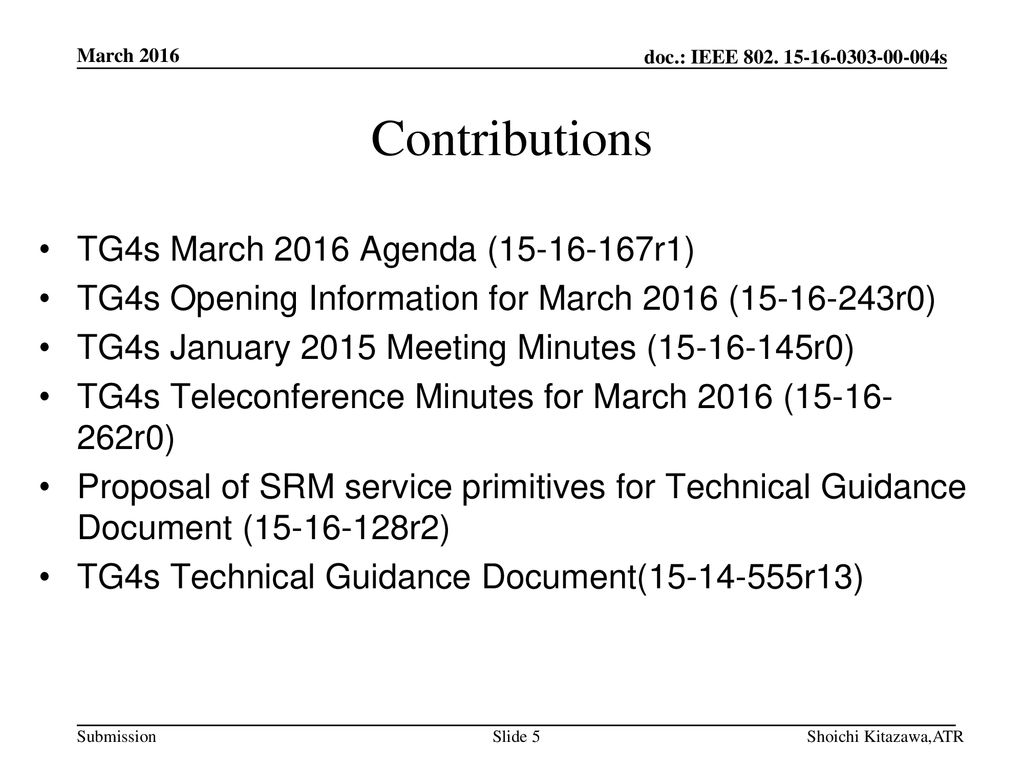 Contributions TG4s March 2016 Agenda ( r1)