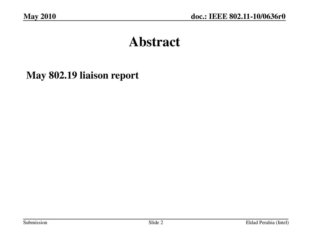 Abstract May liaison report May 2010 October 2006