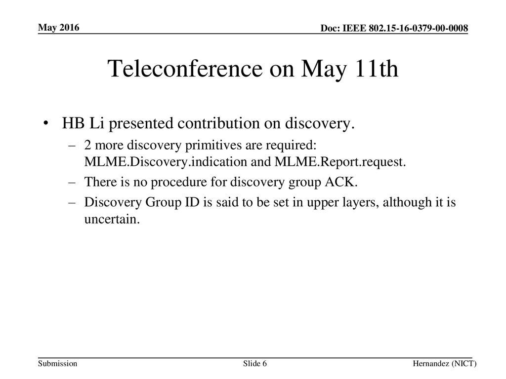 Teleconference on May 11th