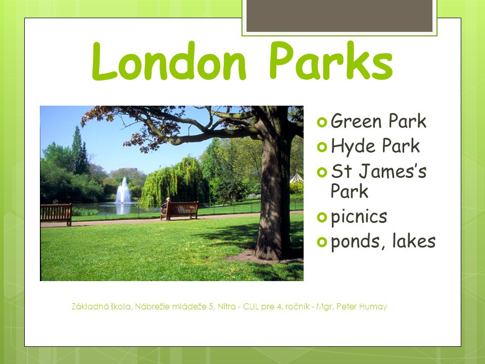 London Parks Green Park Hyde Park St James’s Park picnics ponds, lakes