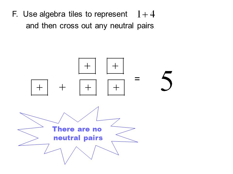 = F. Use algebra tiles to represent