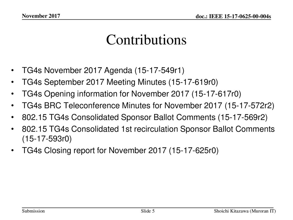 Contributions TG4s November 2017 Agenda ( r1)