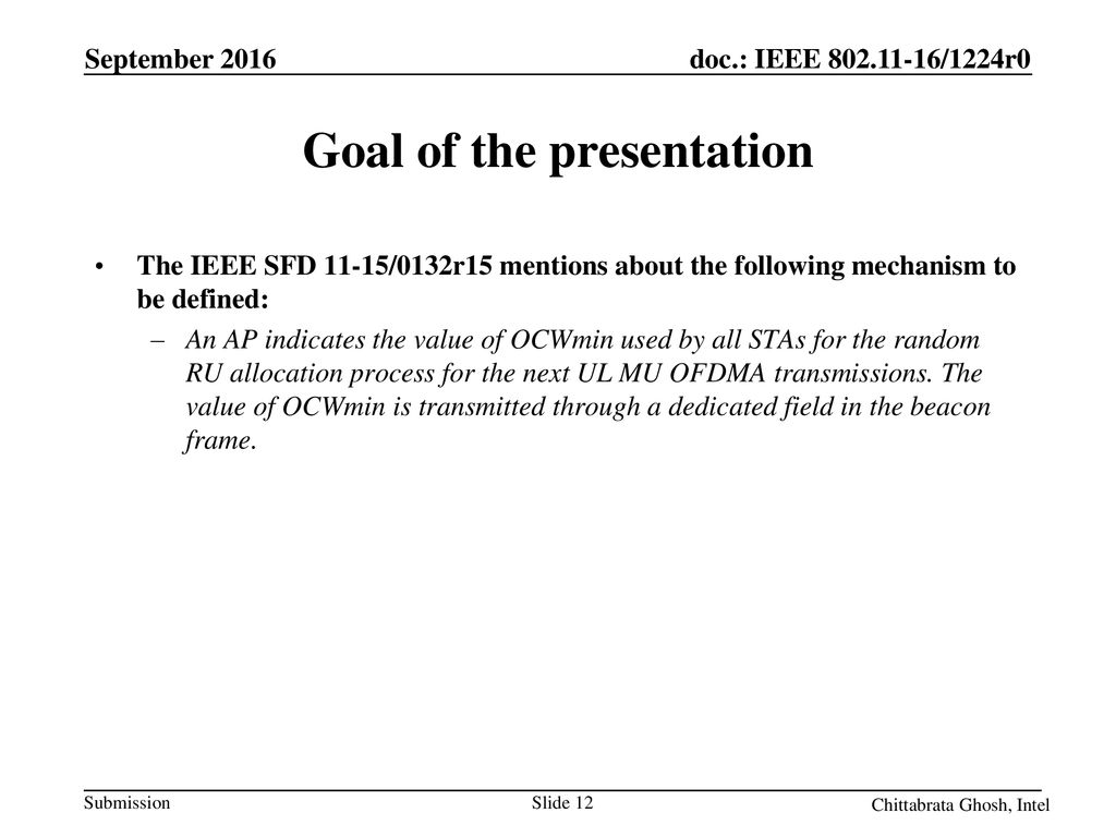 Goal of the presentation
