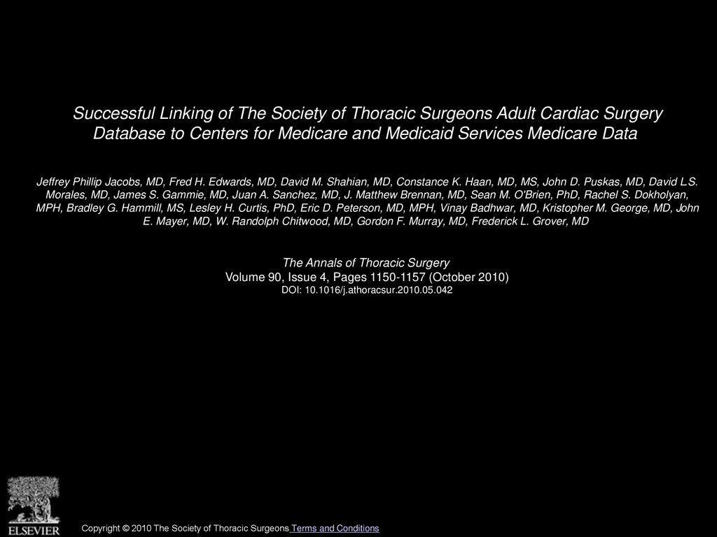 Successful Linking of The Society of Thoracic Surgeons Adult Cardiac Surgery Database to Centers for Medicare and Medicaid Services Medicare Data