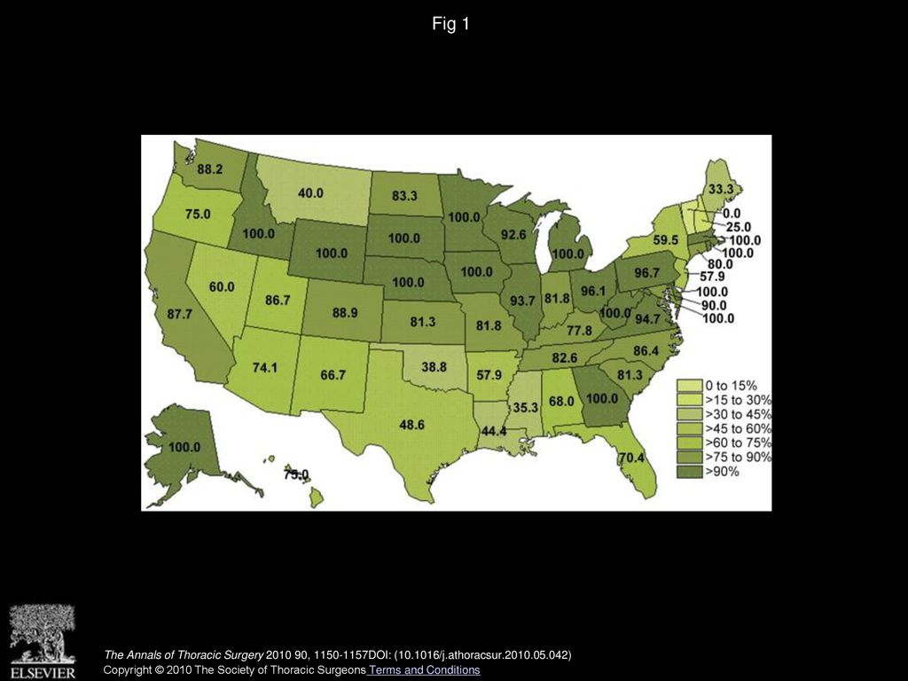 Fig 1 Center-level penetration of The Society of Thoracic Surgeons Adult Cardiac Surgery Database stratified by state, for the year
