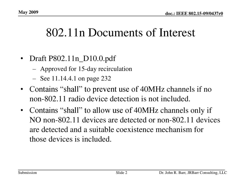 802.11n Documents of Interest
