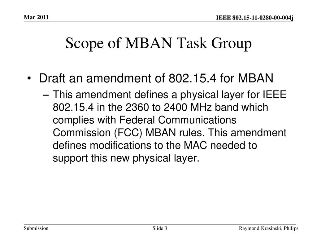 Scope of MBAN Task Group