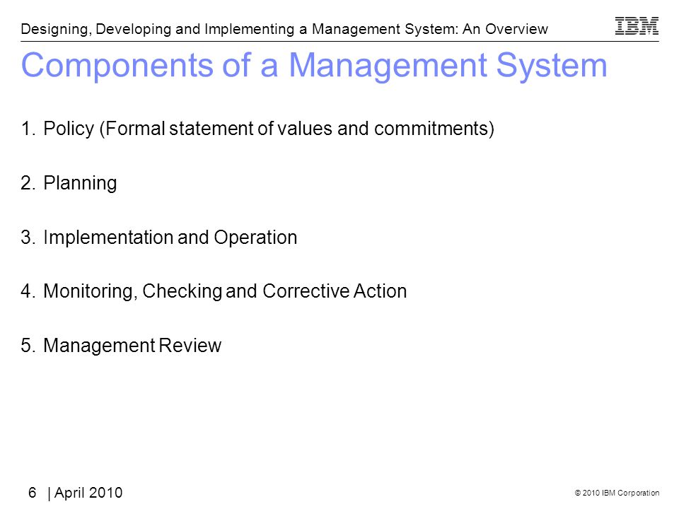 Components of a Management System